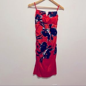 Gorgeous coral strapless with large flower print detail